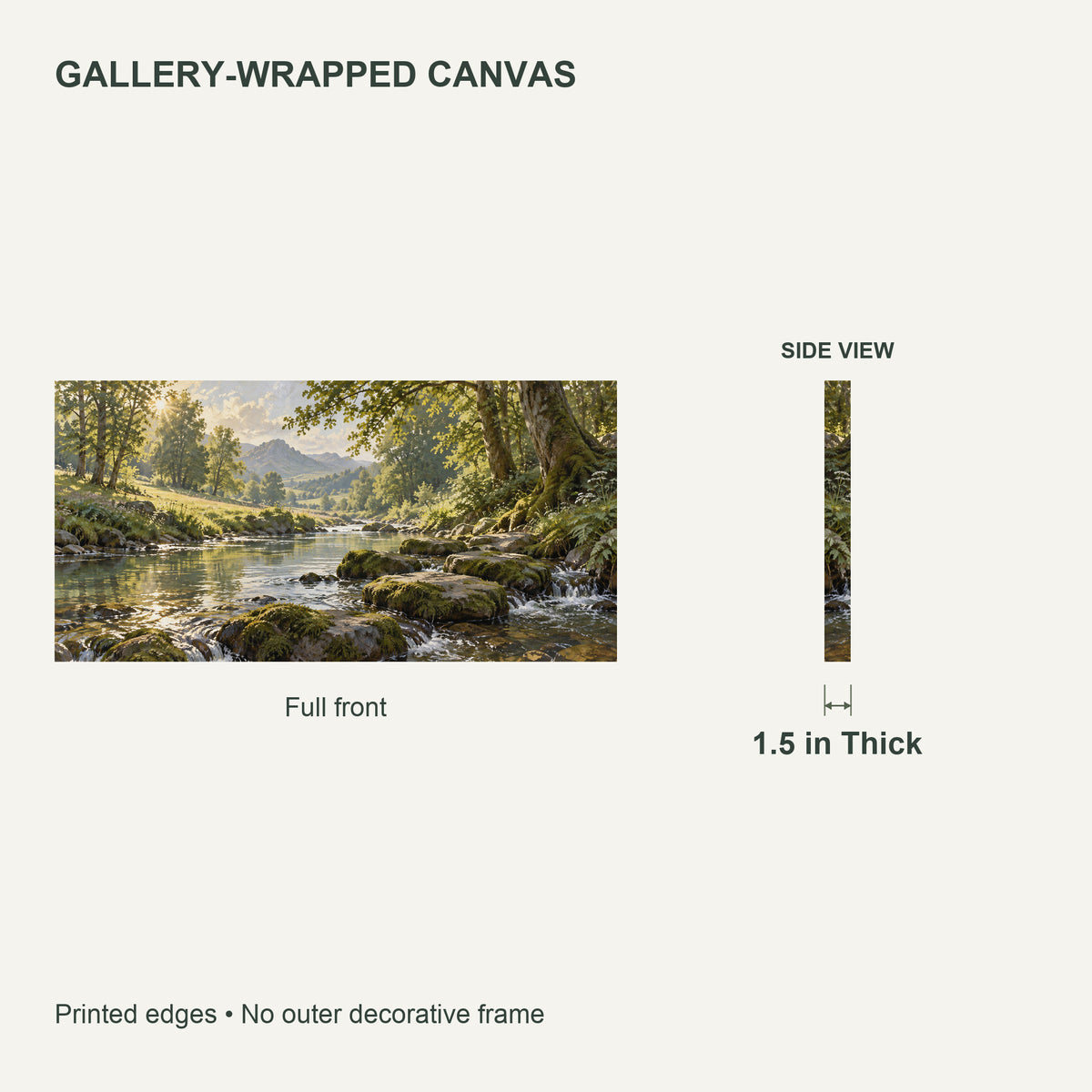 Morning Woodland Stream — Landscape Canvas Wall Art — Canvas depth and wrapped edges — image 06