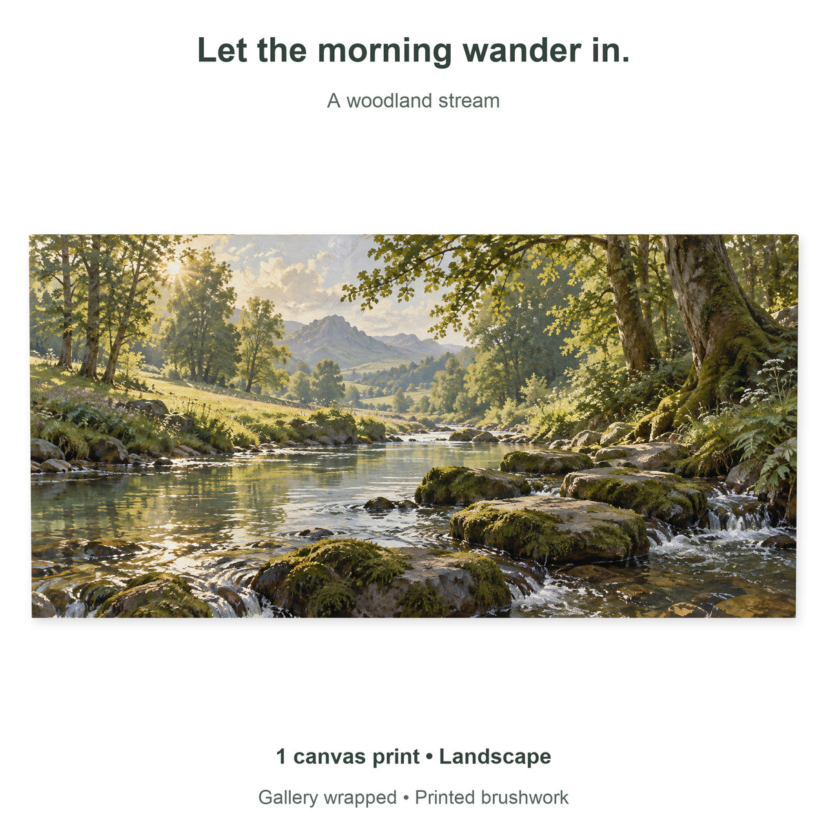 Morning Woodland Stream — Landscape Canvas Wall Art — Artwork theme and included panel arrangement — image 09