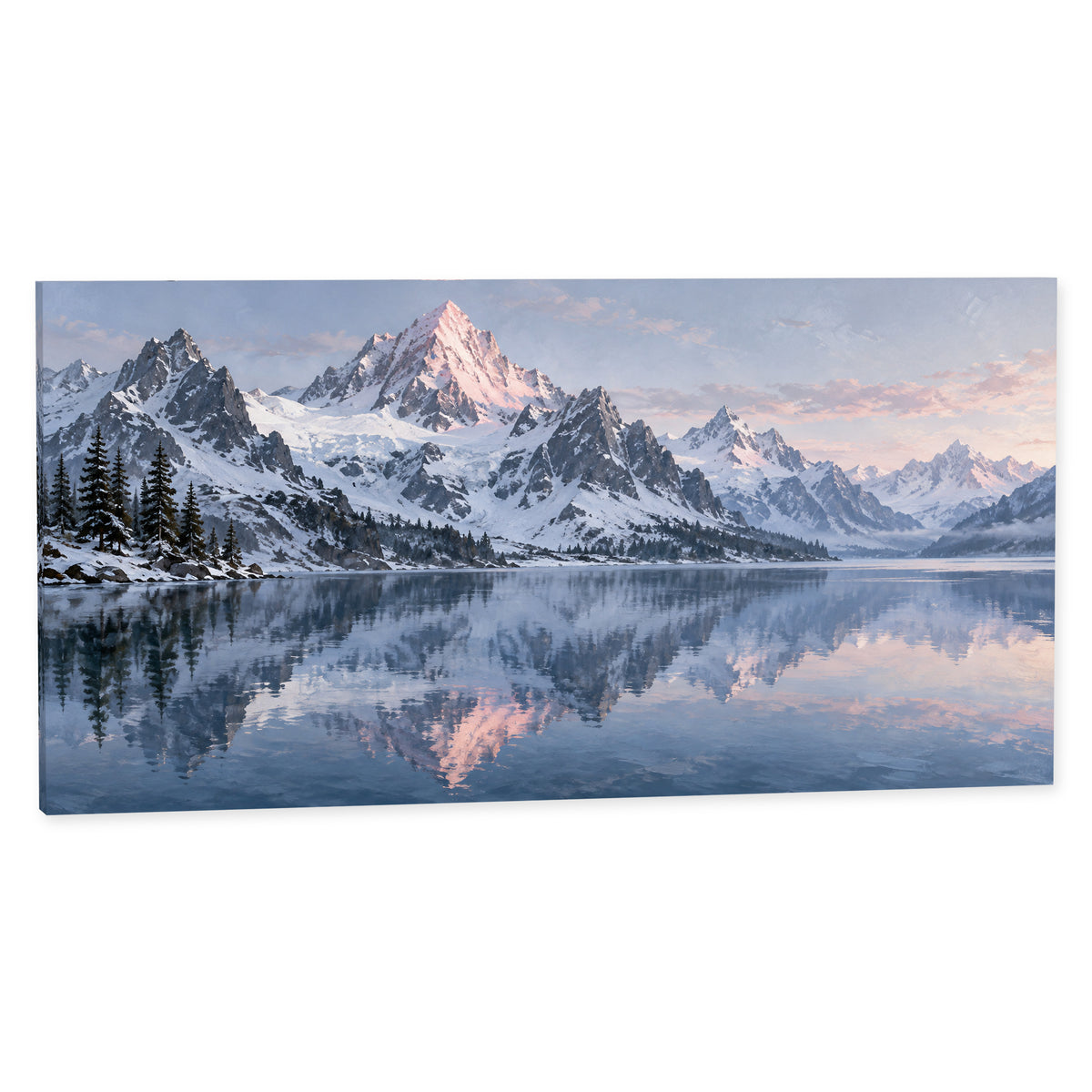 First Light at the Alpine Lake — Landscape Canvas Wall Art — Complete canvas print on a white background — image 01