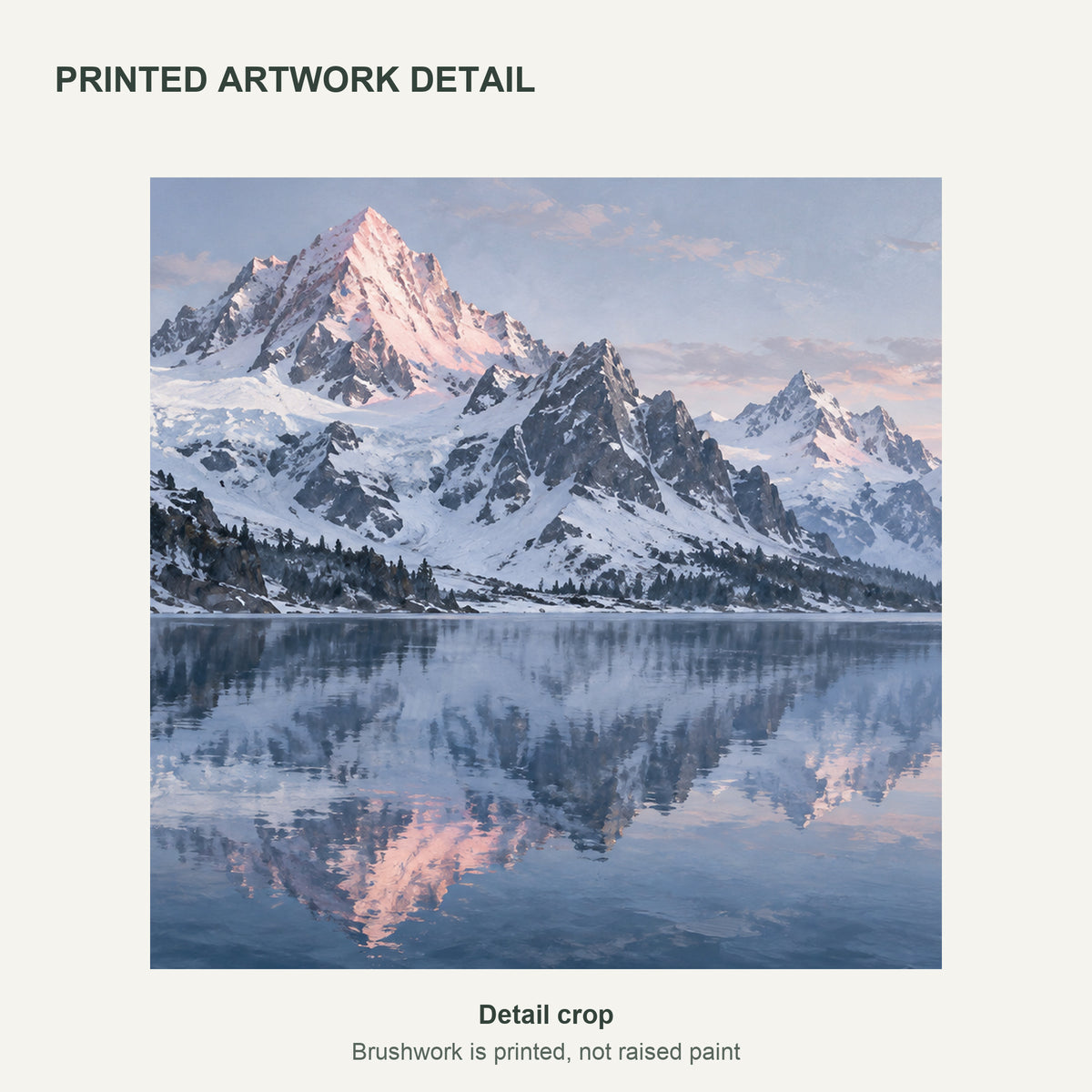 First Light at the Alpine Lake — Landscape Canvas Wall Art — Detail crop of the printed artwork — image 05