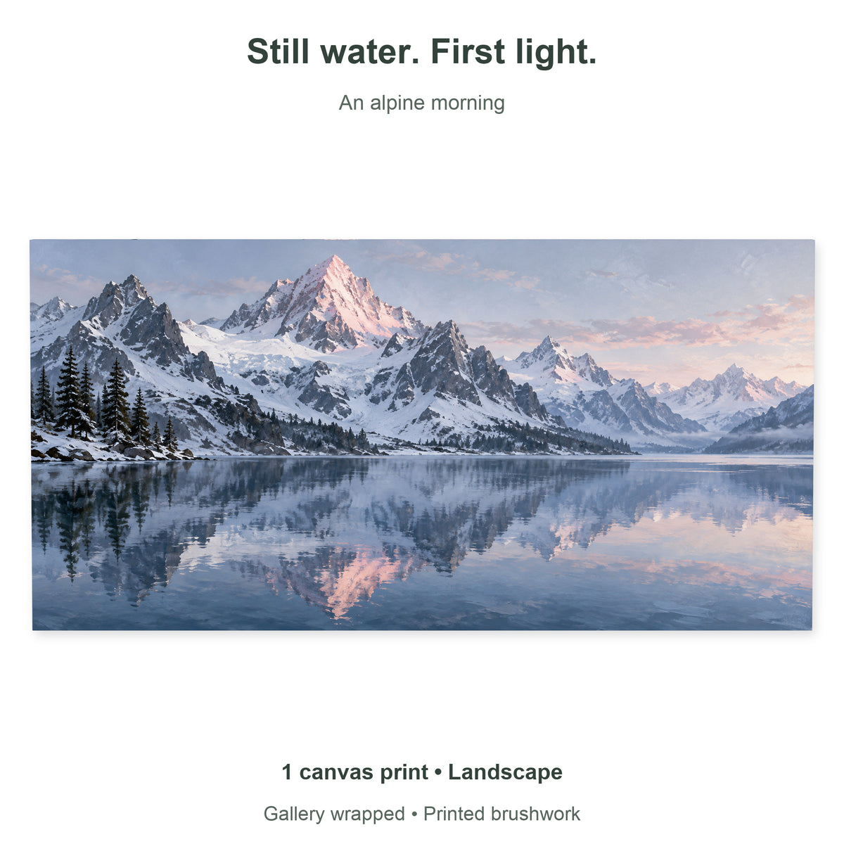 First Light at the Alpine Lake — Landscape Canvas Wall Art — Artwork theme and included panel arrangement — image 09