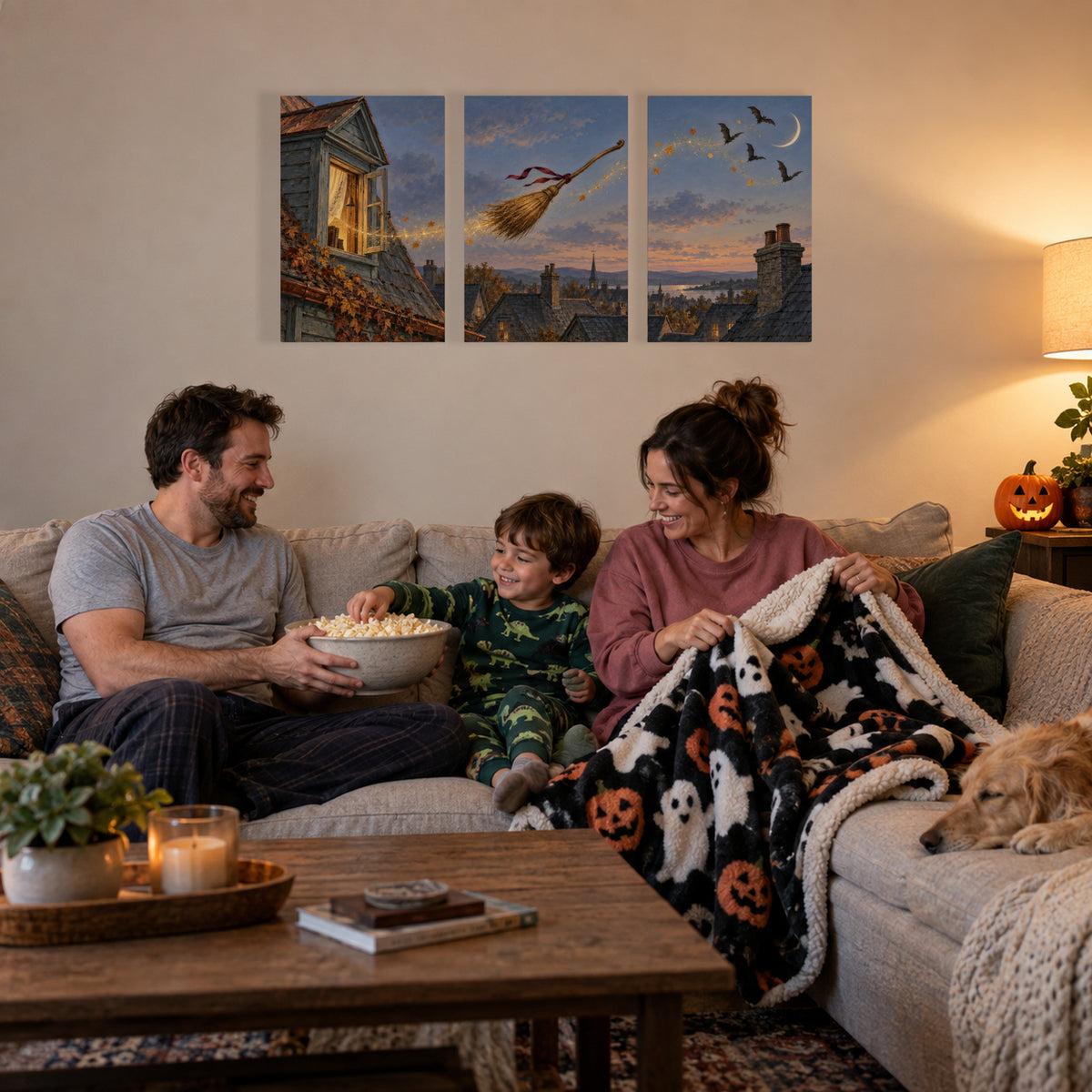 Midnight Sweeper triptych during family movie night