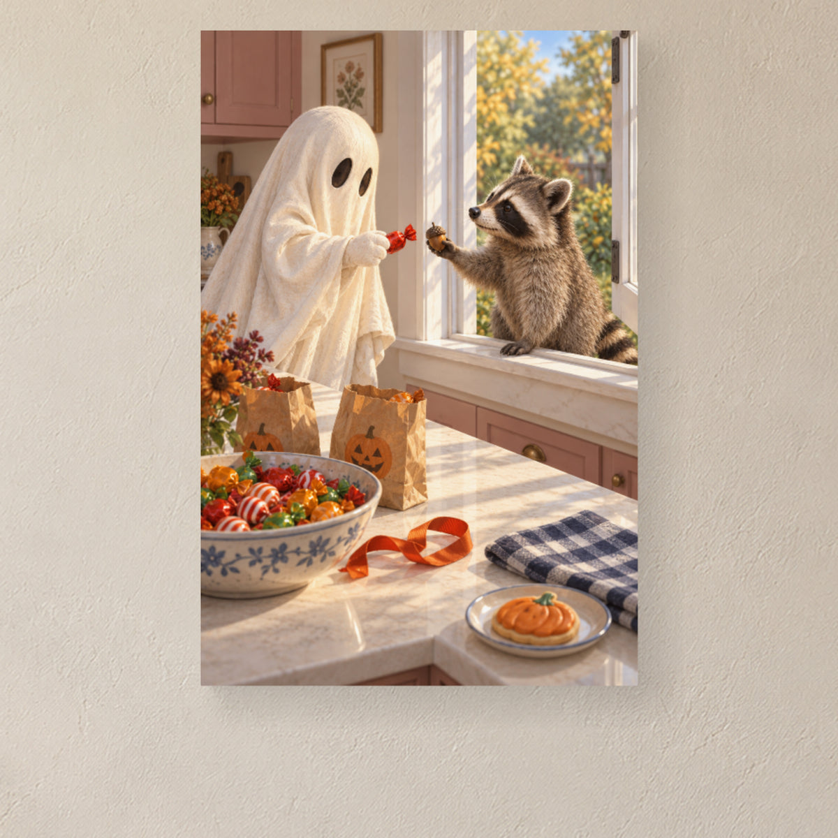 Candy for an Acorn canvas print above a Halloween candy cabinet