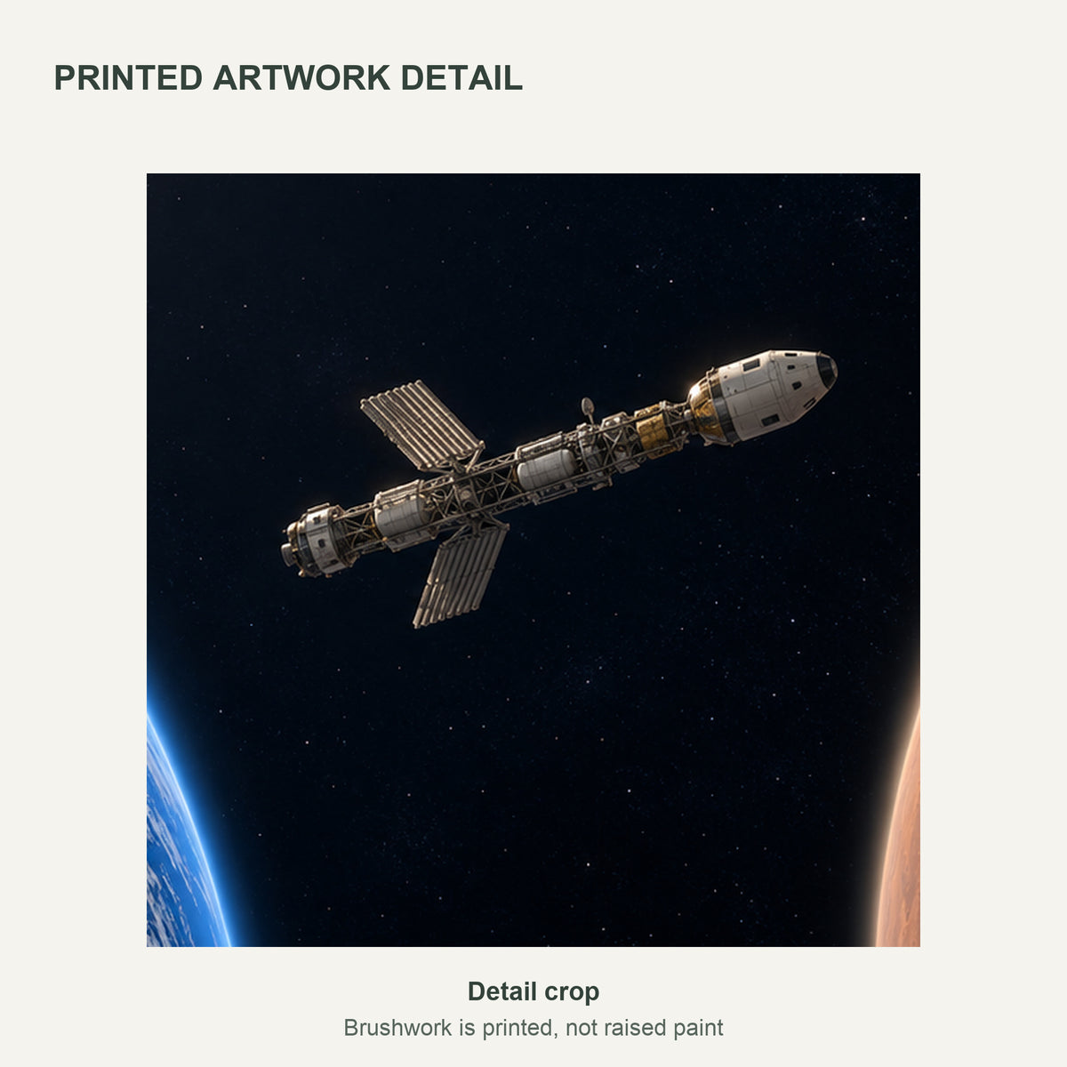 From Earth to Mars — Space Canvas Wall Art Set of 3 — Detail crop of the printed artwork — image 06