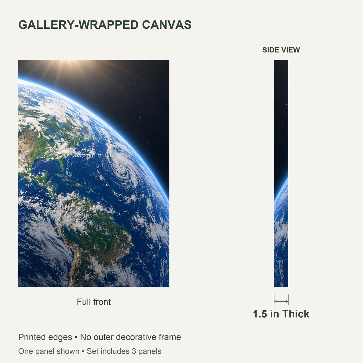 From Earth to Mars — Space Canvas Wall Art Set of 3 — Canvas depth and wrapped edges — image 07