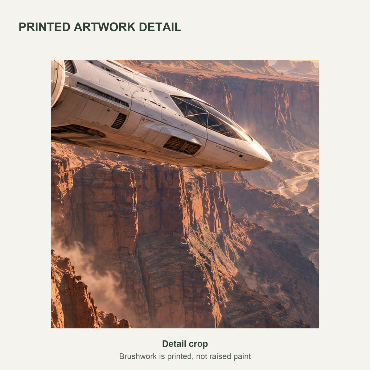 Skimming the Martian Canyon — Space Canvas Wall Art Set of 3 — Detail crop of the printed artwork — image 06