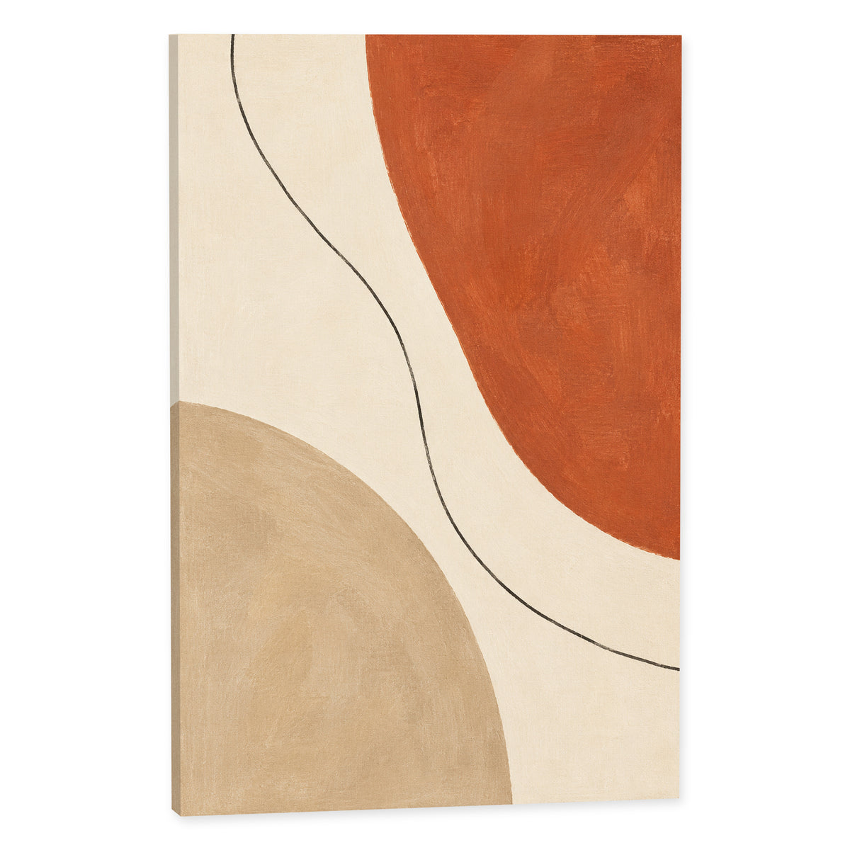 Warm Clay Balance — Abstract Canvas Wall Art — terracotta and beige organic shapes — Complete canvas print on white background — image 02