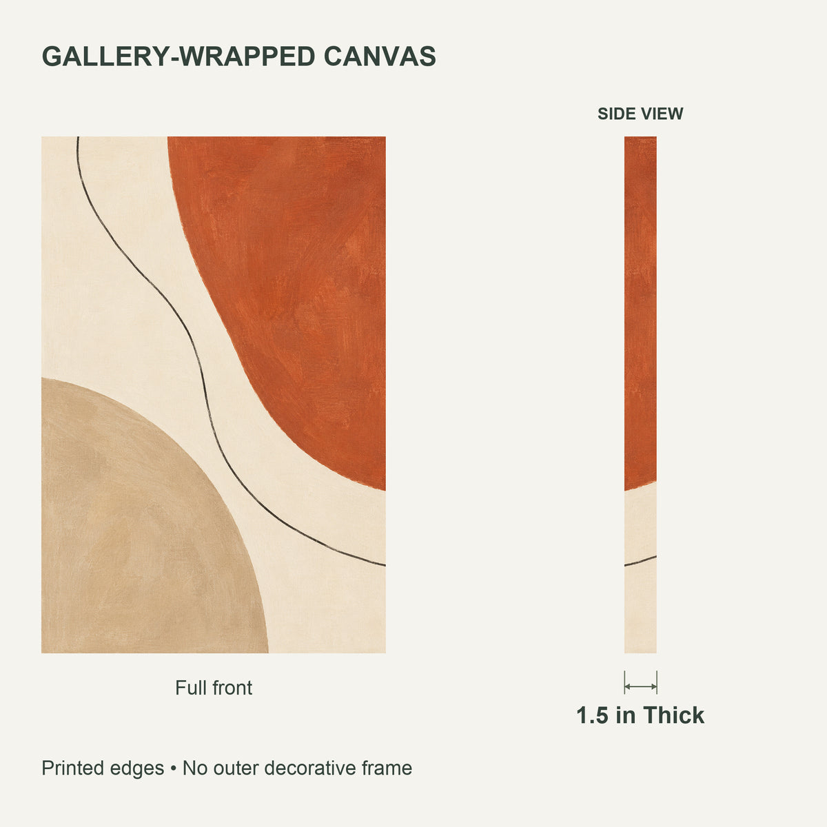 Warm Clay Balance — Abstract Canvas Wall Art — terracotta and beige organic shapes — Canvas thickness and wrapped edges — image 07