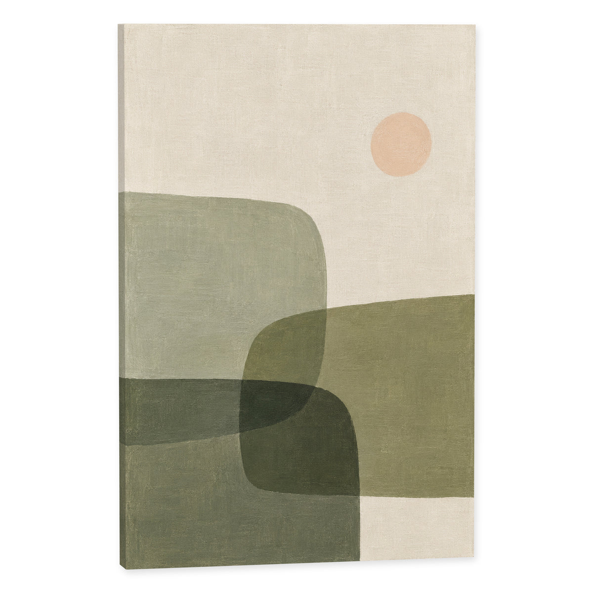 Sage Overlap — Abstract Canvas Wall Art — sage green and olive layered forms — Complete canvas print on white background — image 02
