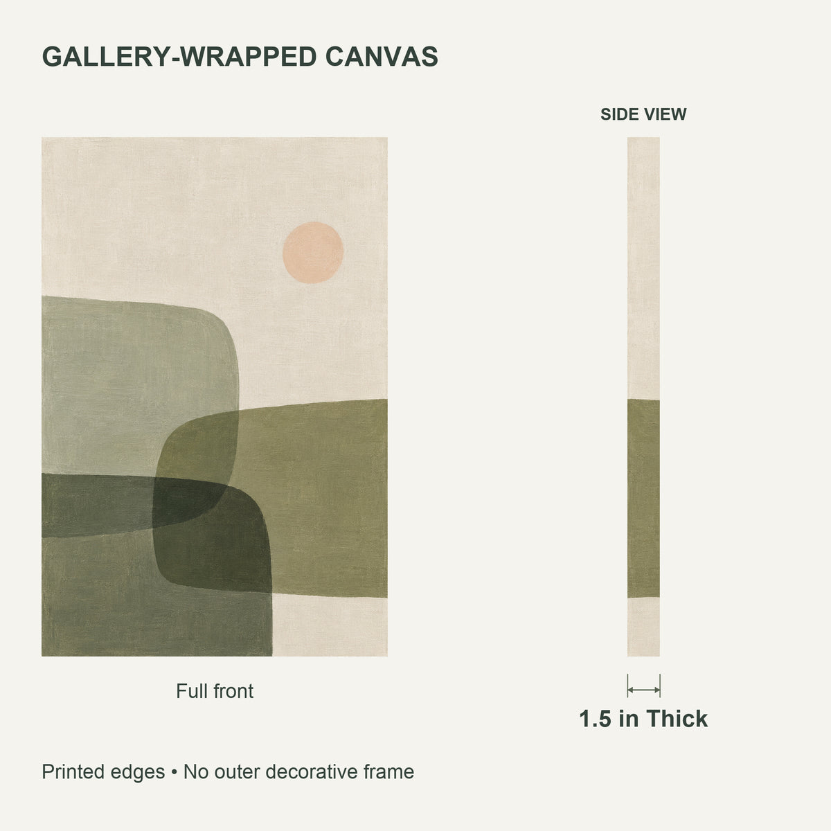 Sage Overlap — Abstract Canvas Wall Art — sage green and olive layered forms — Canvas thickness and wrapped edges — image 07