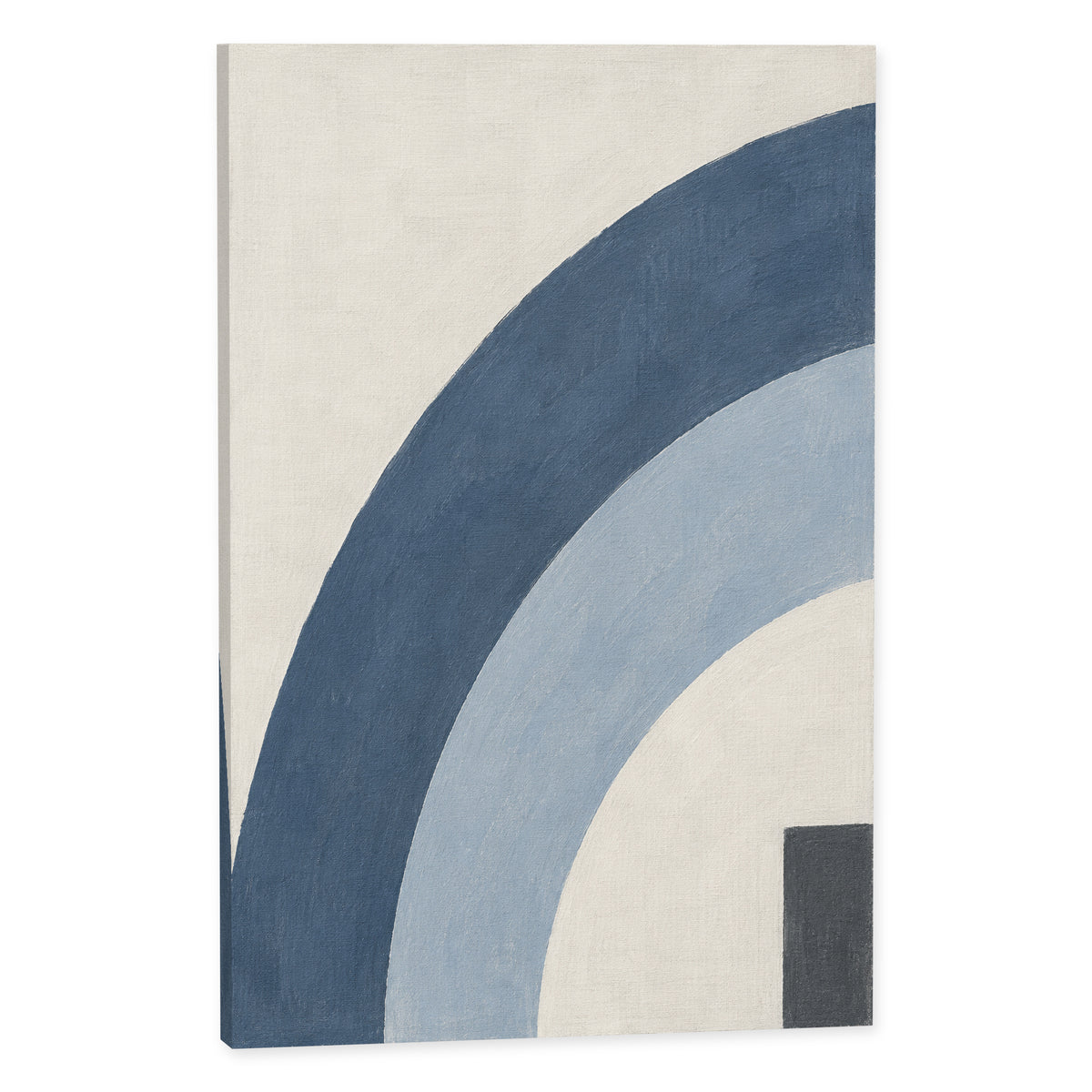 Blue Grey Echo — Abstract Canvas Wall Art — blue and grey sweeping arcs — Complete canvas print on white background — image 02