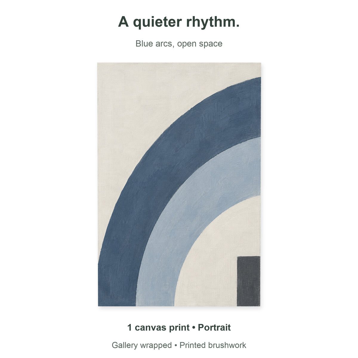 Blue Grey Echo — Abstract Canvas Wall Art — blue and grey sweeping arcs — Single portrait canvas and artwork overview — image 10