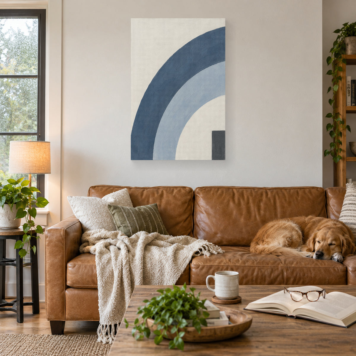 Blue Grey Echo canvas print in a living room