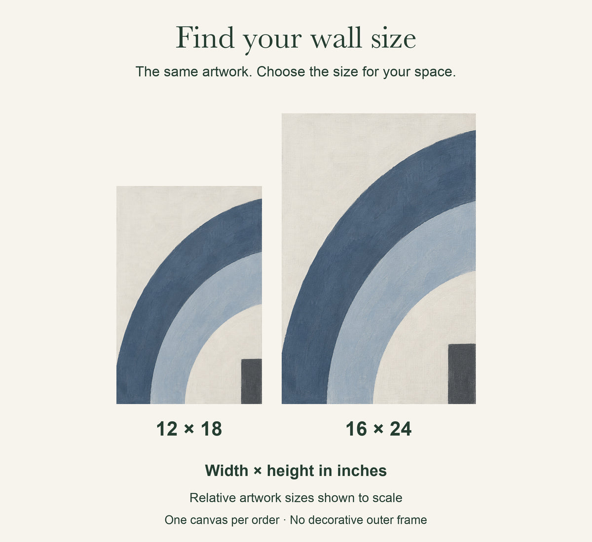 Blue Grey Echo — Abstract Canvas Wall Art — artwork size comparison, width × height in inches — Image 11