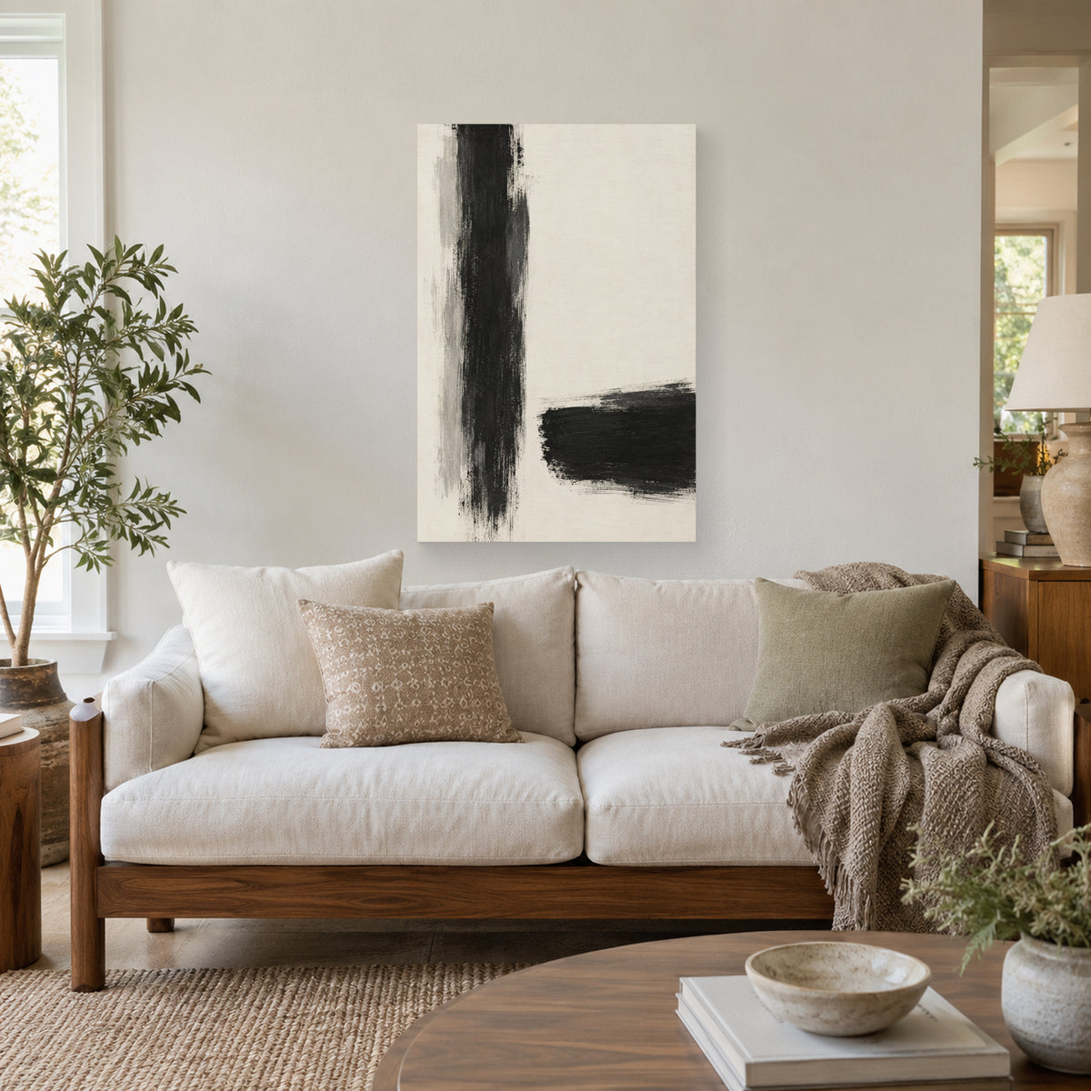 Between the Strokes canvas print in a living room