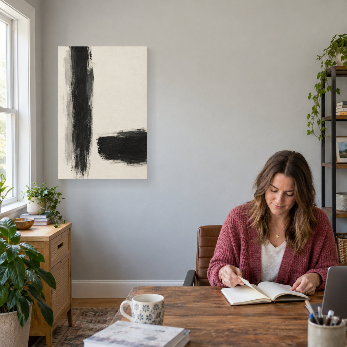 Between the Strokes canvas print in an everyday home setting