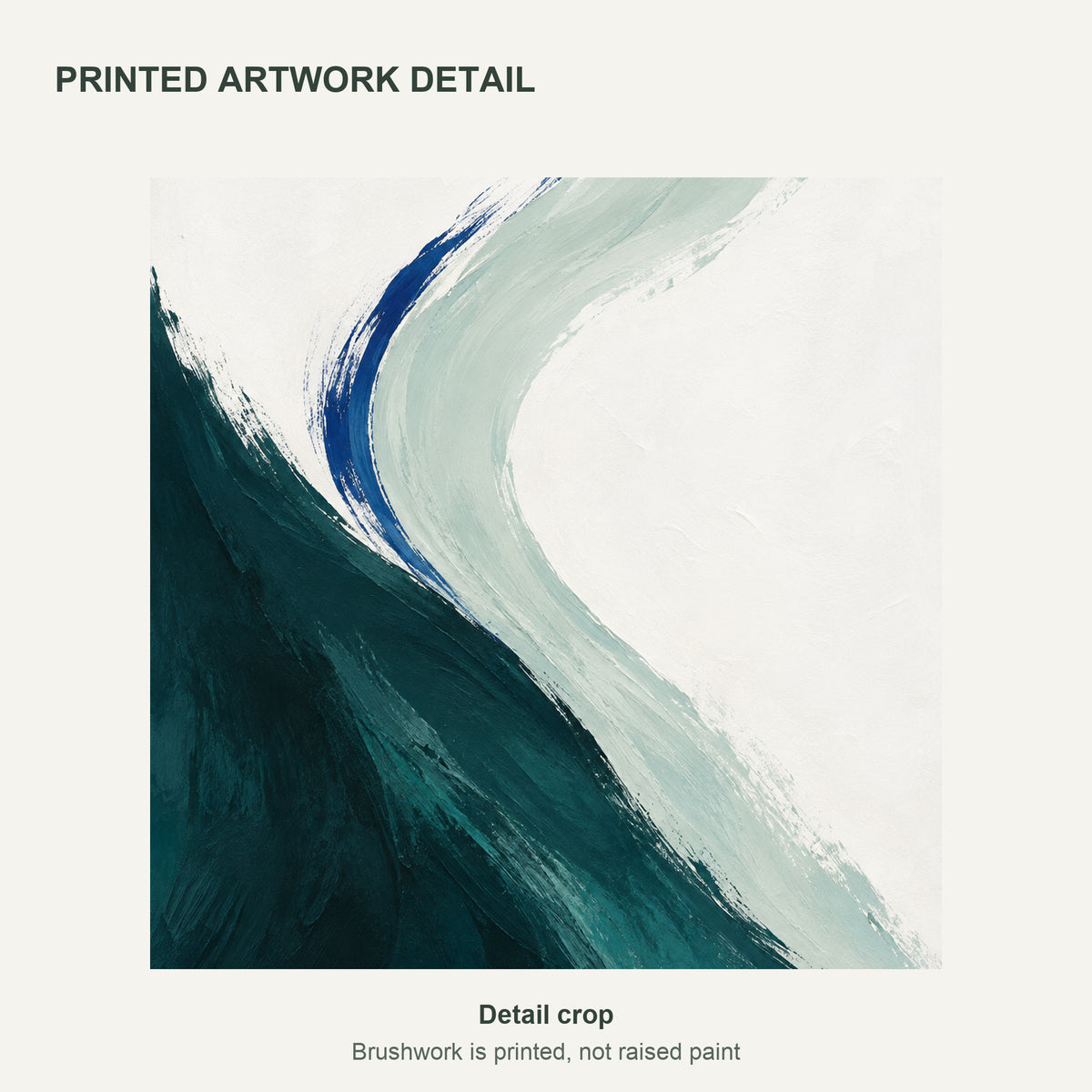 Tidal Teal — Abstract Canvas Wall Art — petrol teal and sea-glass curves — cropped detail of the printed artwork — image 06