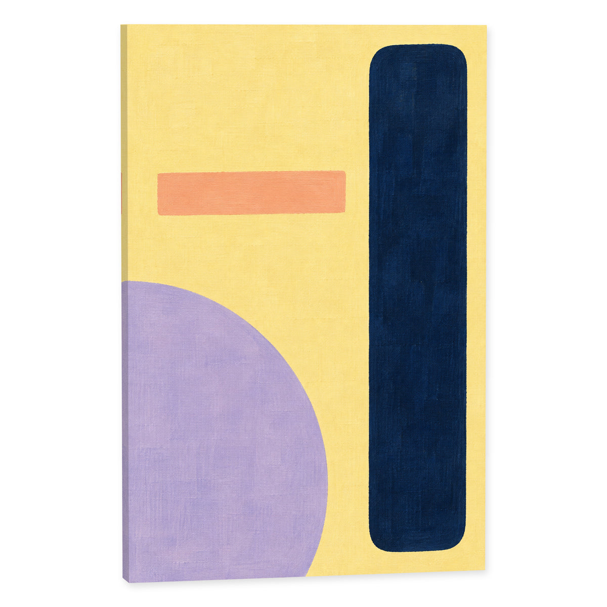 Butter Yellow Rhythm — Abstract Canvas Wall Art — butter yellow, navy and lavender geometric forms — complete canvas on white background — image 02