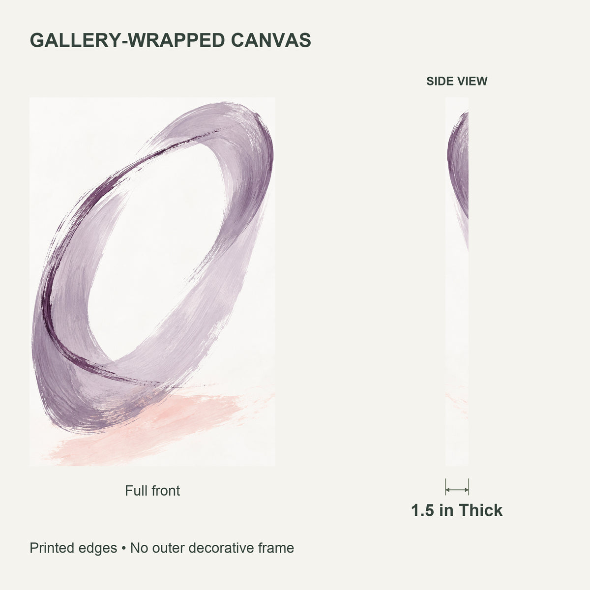 Lilac Loop — Abstract Canvas Wall Art — lilac and plum gestural brushwork — canvas thickness and wrapped edges — image 07