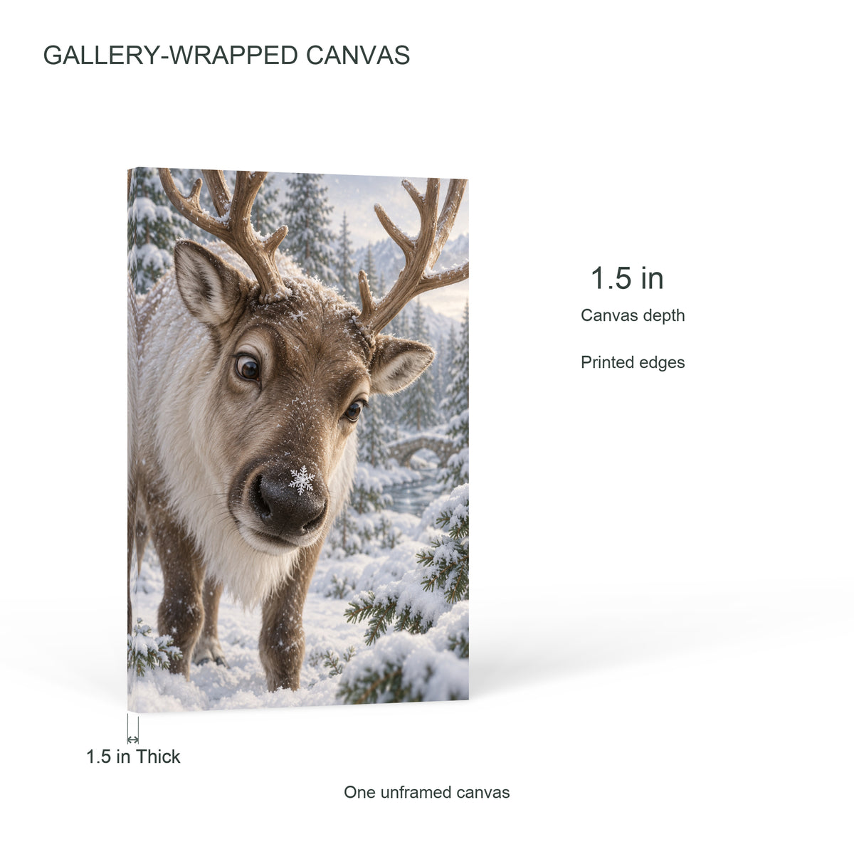 Snowflake on the Nose — Christmas Portrait Canvas Wall Art, Single, Unframed — Canvas depth and printed edges