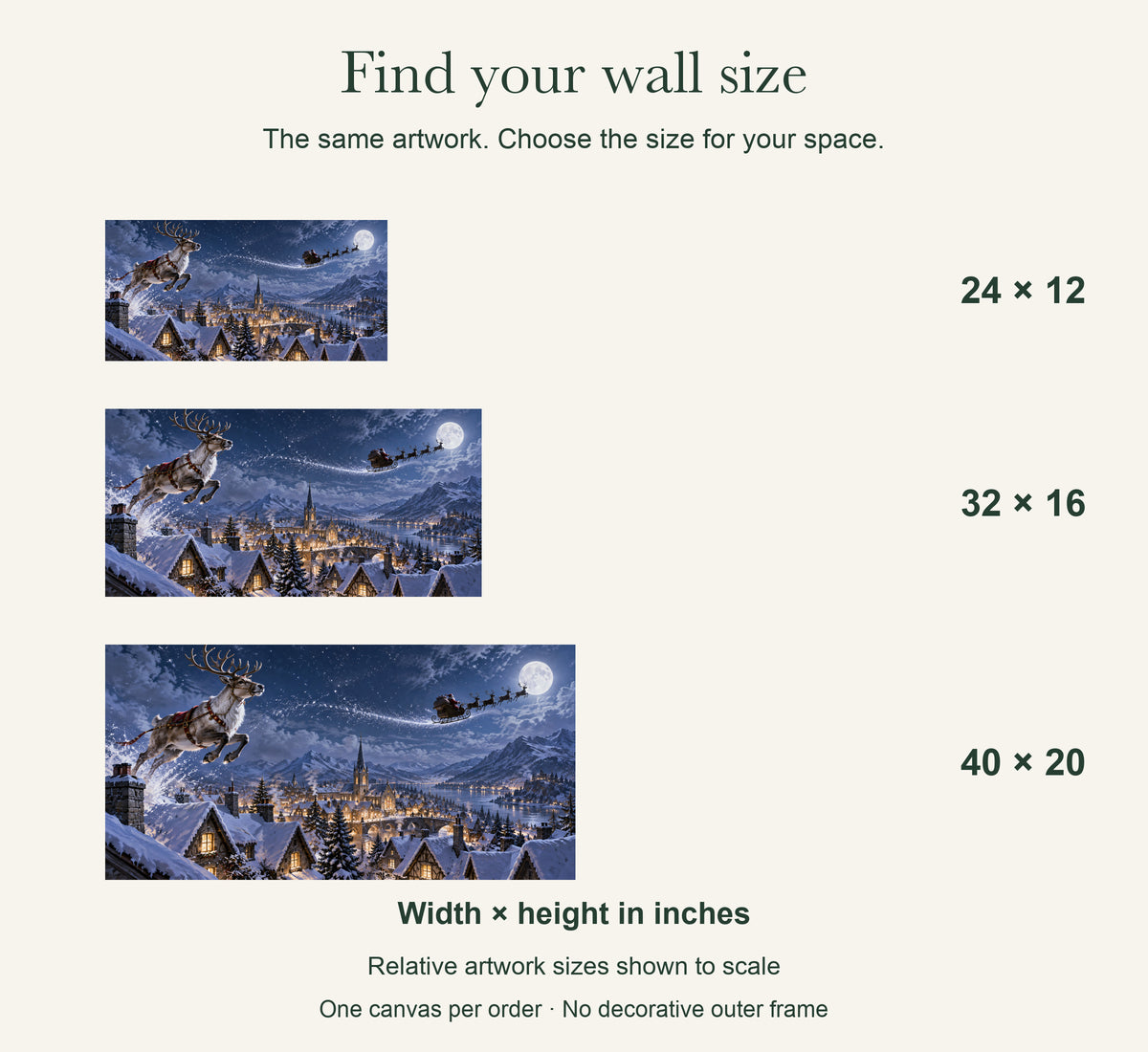 Tonight, I Lead the Way — Christmas Horizontal Canvas Wall Art, Single, Unframed — artwork size comparison, width × height in inches — Image 9