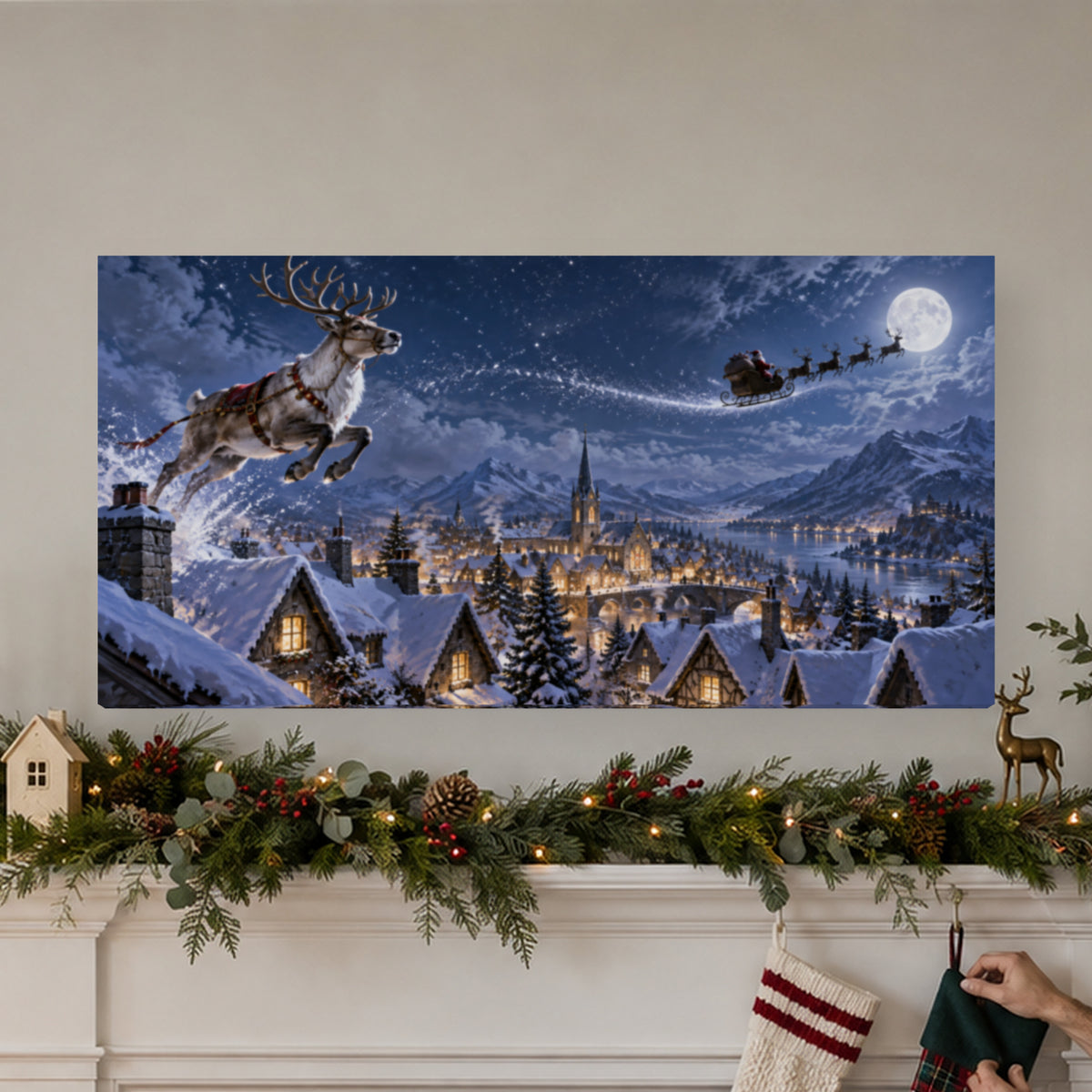 Tonight, I Lead the Way — Christmas Horizontal Canvas Wall Art, Single, Unframed — complete unframed canvas artwork in a close lifestyle view; styling props not included
