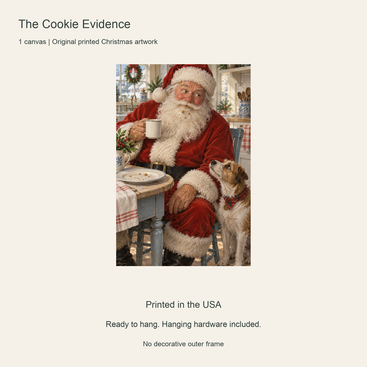 The Cookie Evidence — Christmas Portrait Canvas Wall Art, Single, Unframed — Artwork and product features