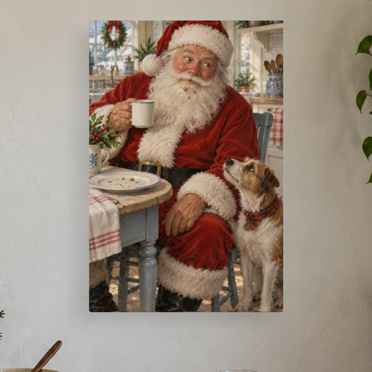The Cookie Evidence — Christmas Portrait Canvas Wall Art, Single, Unframed — complete unframed canvas artwork in a close lifestyle view; styling props not included