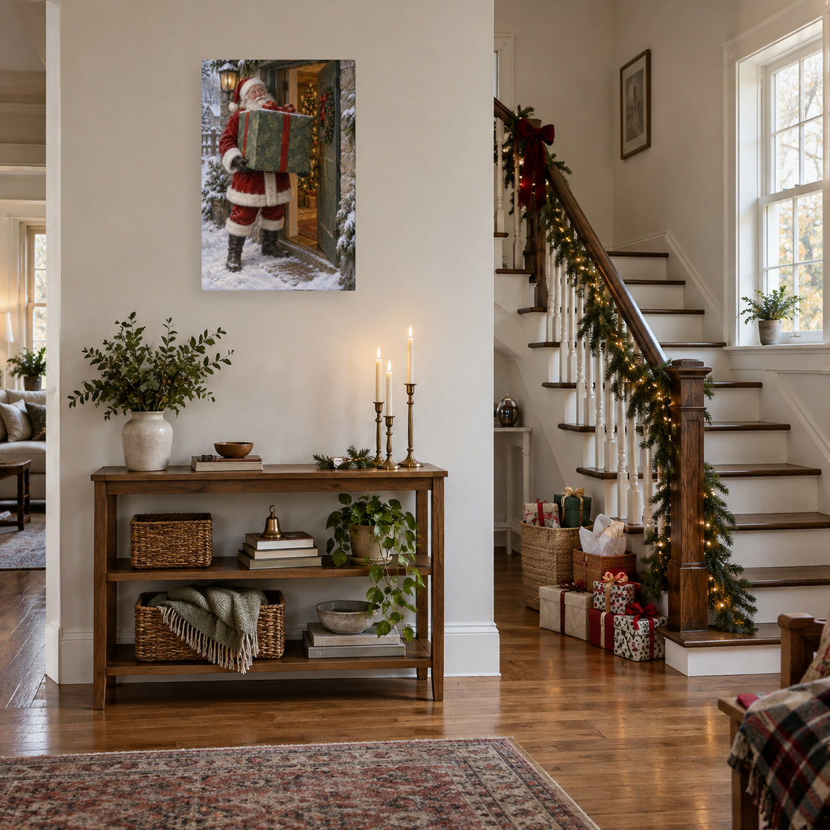 Small Door, Big Gift — Christmas Portrait Canvas Wall Art, Single, Unframed — Lifestyle view 2