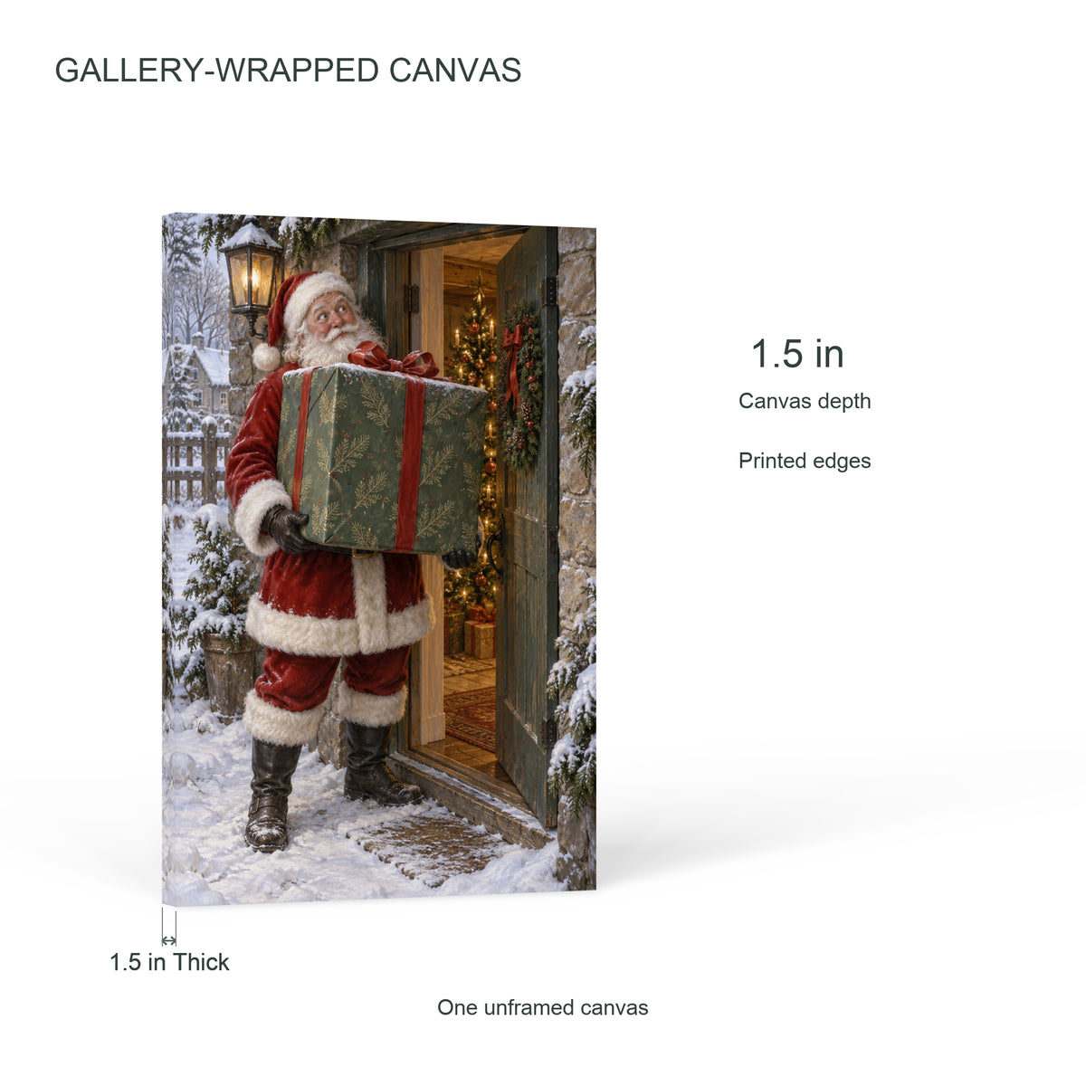 Small Door, Big Gift — Christmas Portrait Canvas Wall Art, Single, Unframed — Canvas depth and printed edges