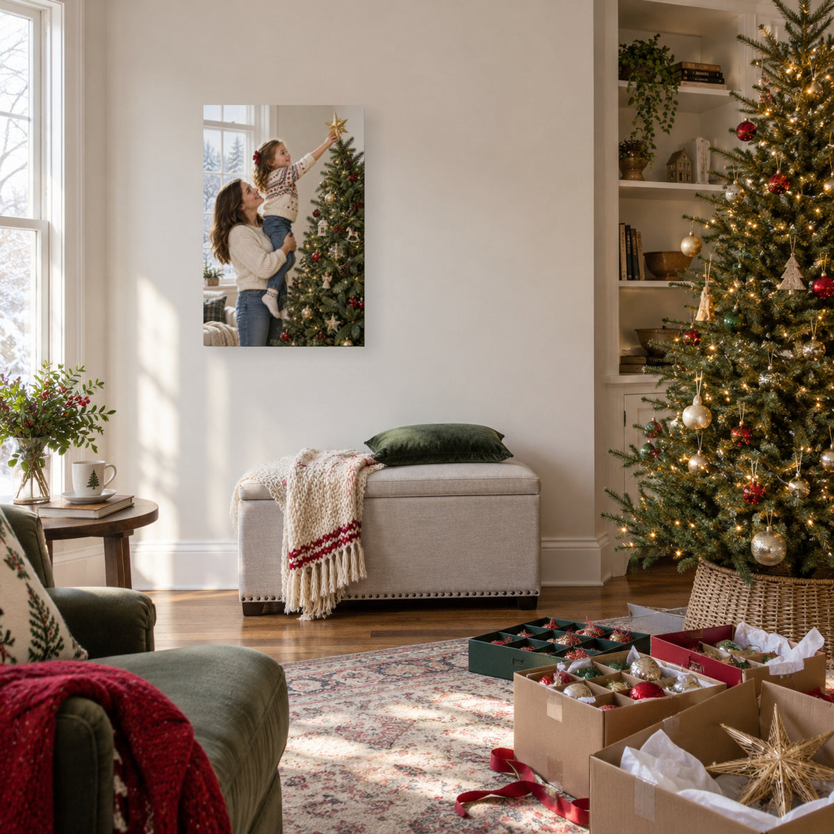 The Star Is Finally Home — Christmas Portrait Canvas Wall Art, Single, Unframed — Lifestyle view 1