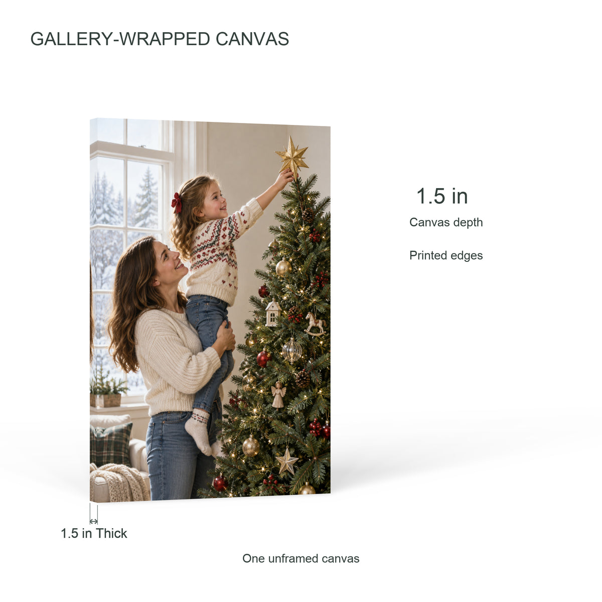 The Star Is Finally Home — Christmas Portrait Canvas Wall Art, Single, Unframed — Canvas depth and printed edges