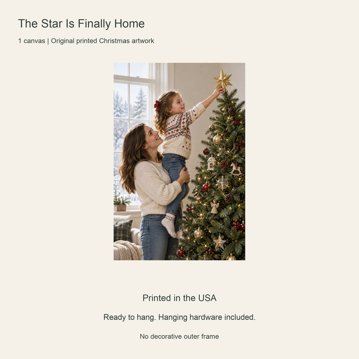 The Star Is Finally Home — Christmas Portrait Canvas Wall Art, Single, Unframed — Artwork and product features