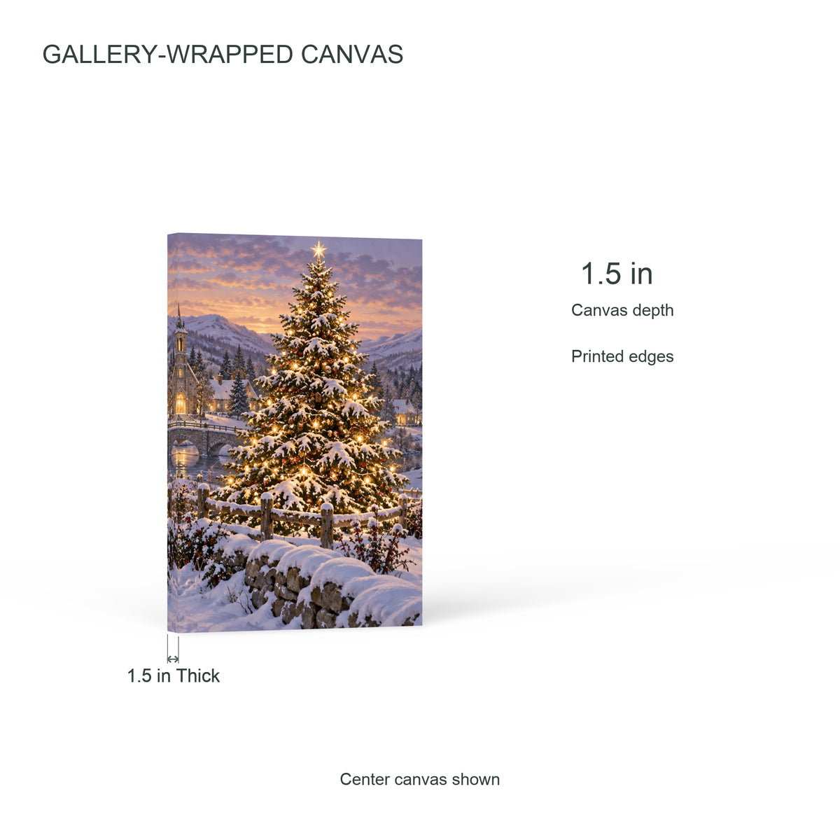 The Tree That Lit Up Winter — Christmas Panel Set Canvas Wall Art, 3-Piece, Unframed — Canvas depth and printed edges