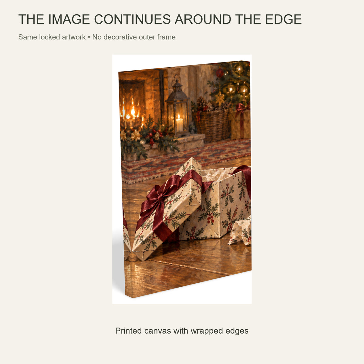 Who Opened the Present First? — 3-Piece Christmas Canvas Wall Art Set — Gallery-wrapped canvas edge with no outer frame — Image 6