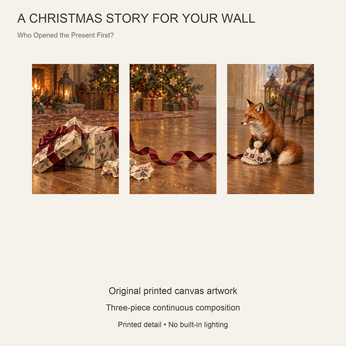 Who Opened the Present First? — 3-Piece Christmas Canvas Wall Art Set — Complete Christmas artwork and product configuration — Image 9