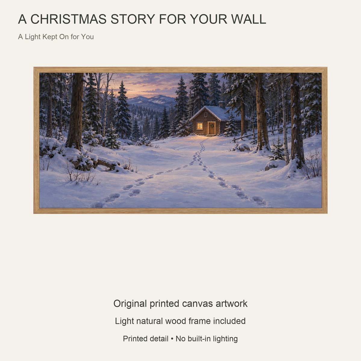 A Light Kept On for You — Light Wood Framed Christmas Canvas Wall Art — Complete Christmas artwork and product configuration — Image 9