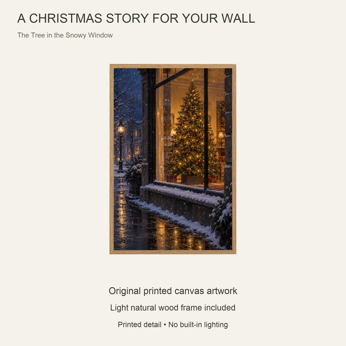 The Tree in the Snowy Window — Light Wood Framed Christmas Canvas Wall Art — Complete Christmas artwork and product configuration — Image 9