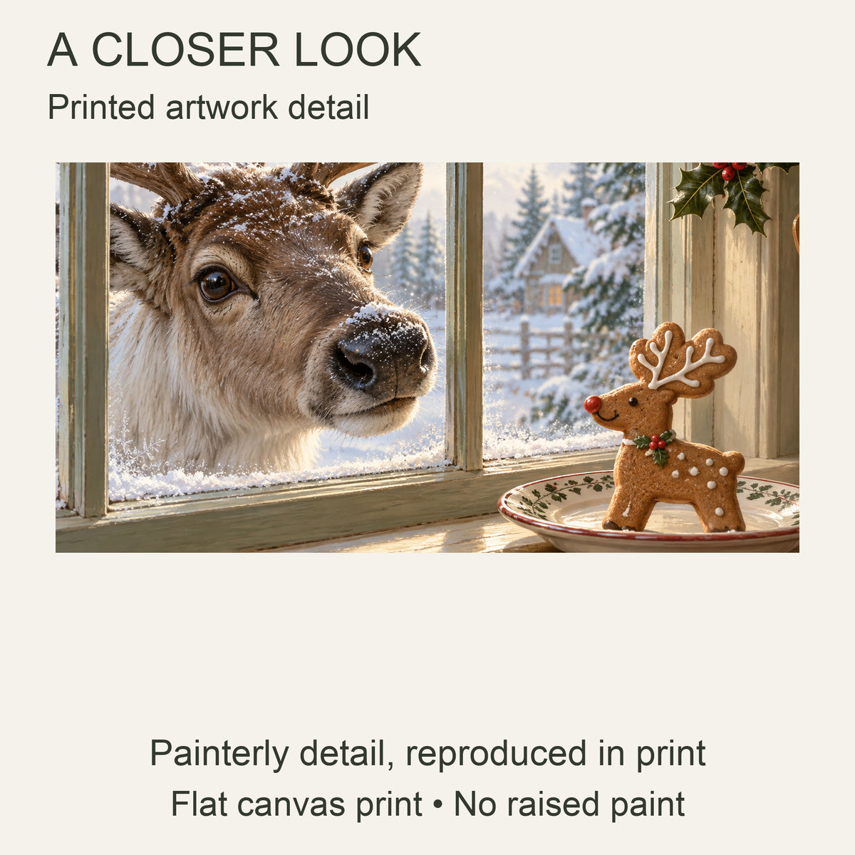 The Gingerbread Judge — Light Wood Framed Christmas Canvas Wall Art — Printed artwork detail — Image 4