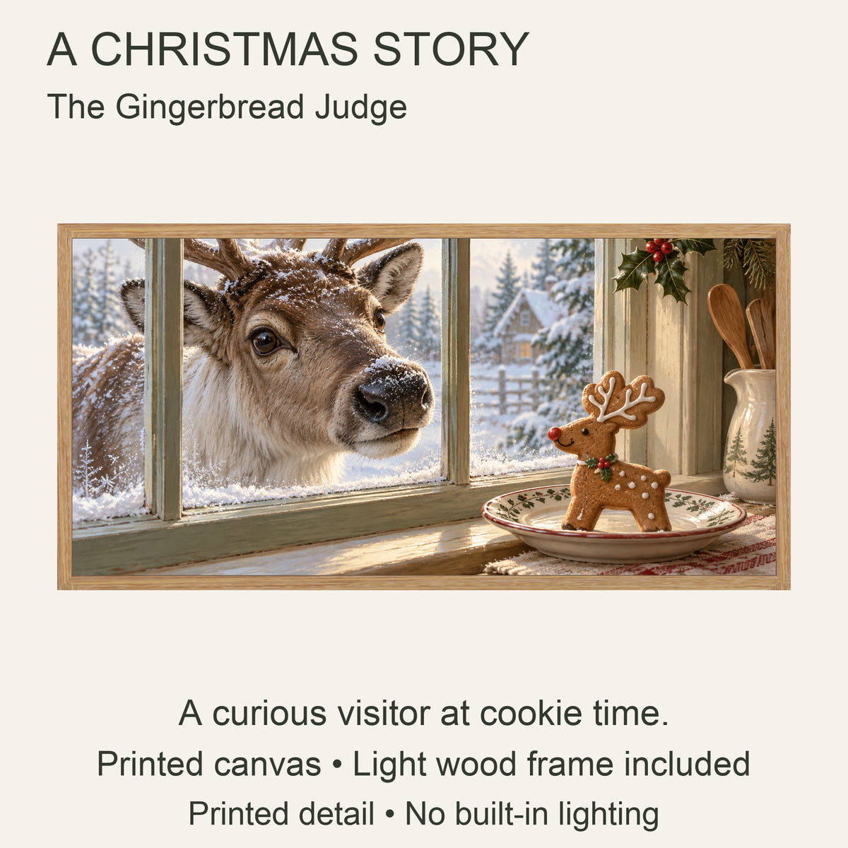 The Gingerbread Judge — Light Wood Framed Christmas Canvas Wall Art — Original Christmas artwork and product configuration — Image 8