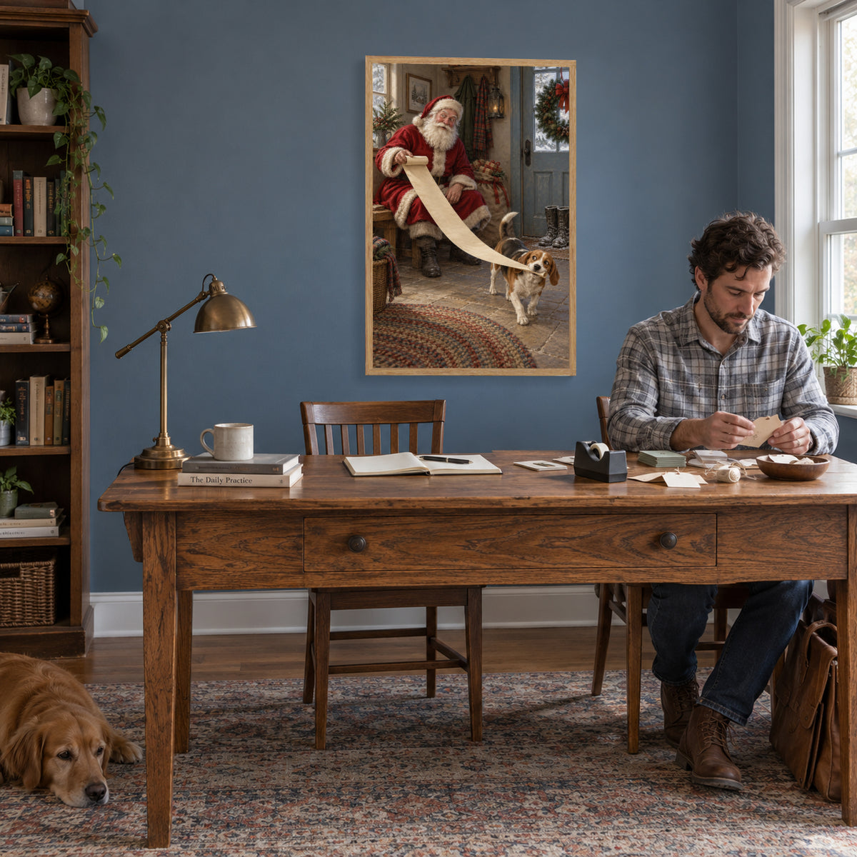 Where Did the List Go? — Light Wood Framed Christmas Canvas Wall Art — Holiday lifestyle scene 1 — Image 2