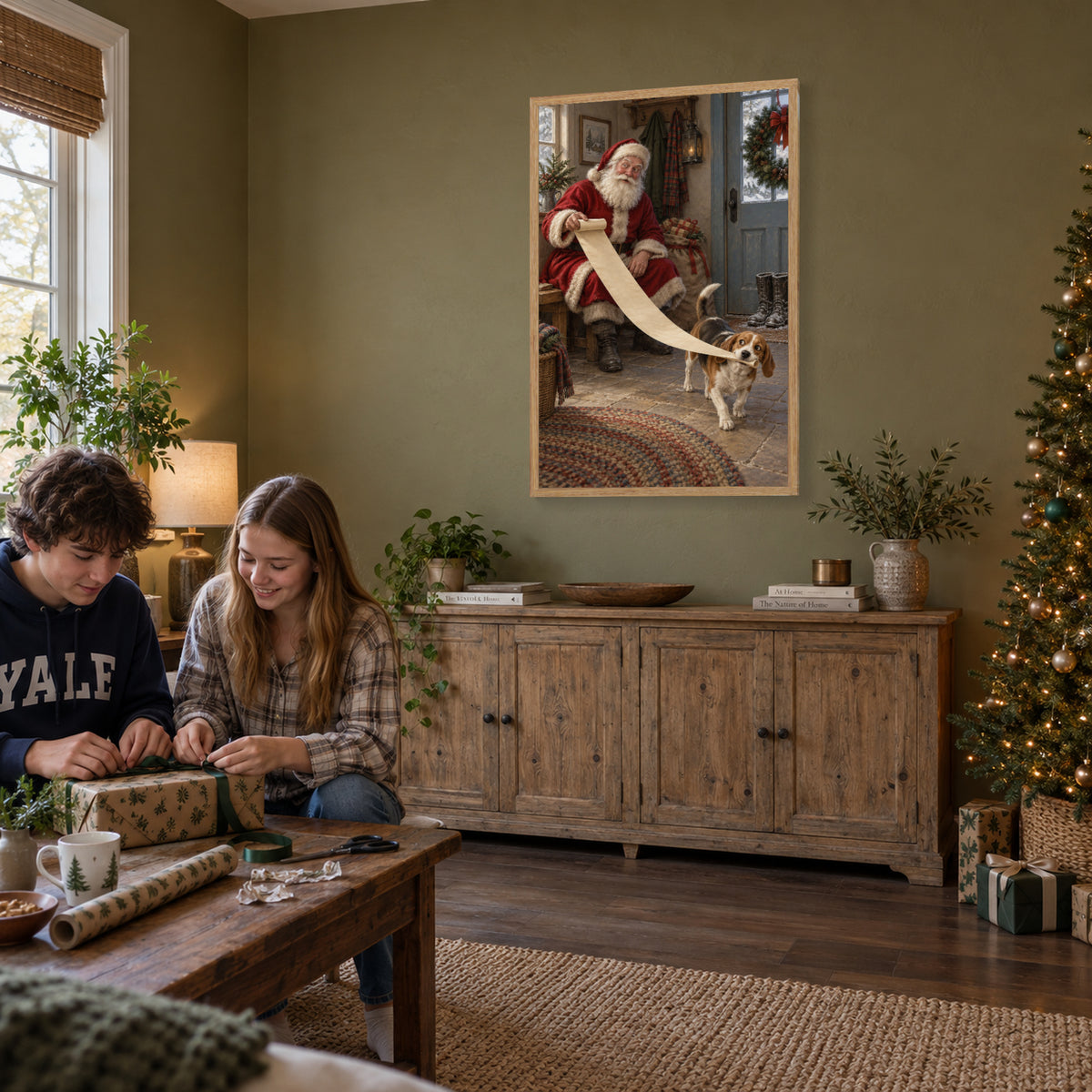 Where Did the List Go? — Light Wood Framed Christmas Canvas Wall Art — Holiday lifestyle scene 2 — Image 3