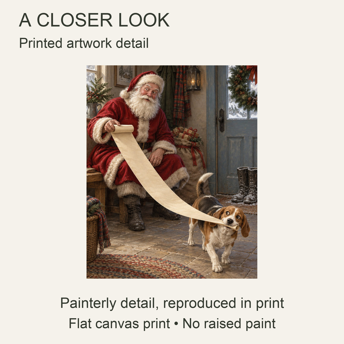 Where Did the List Go? — Light Wood Framed Christmas Canvas Wall Art — Printed artwork detail — Image 4