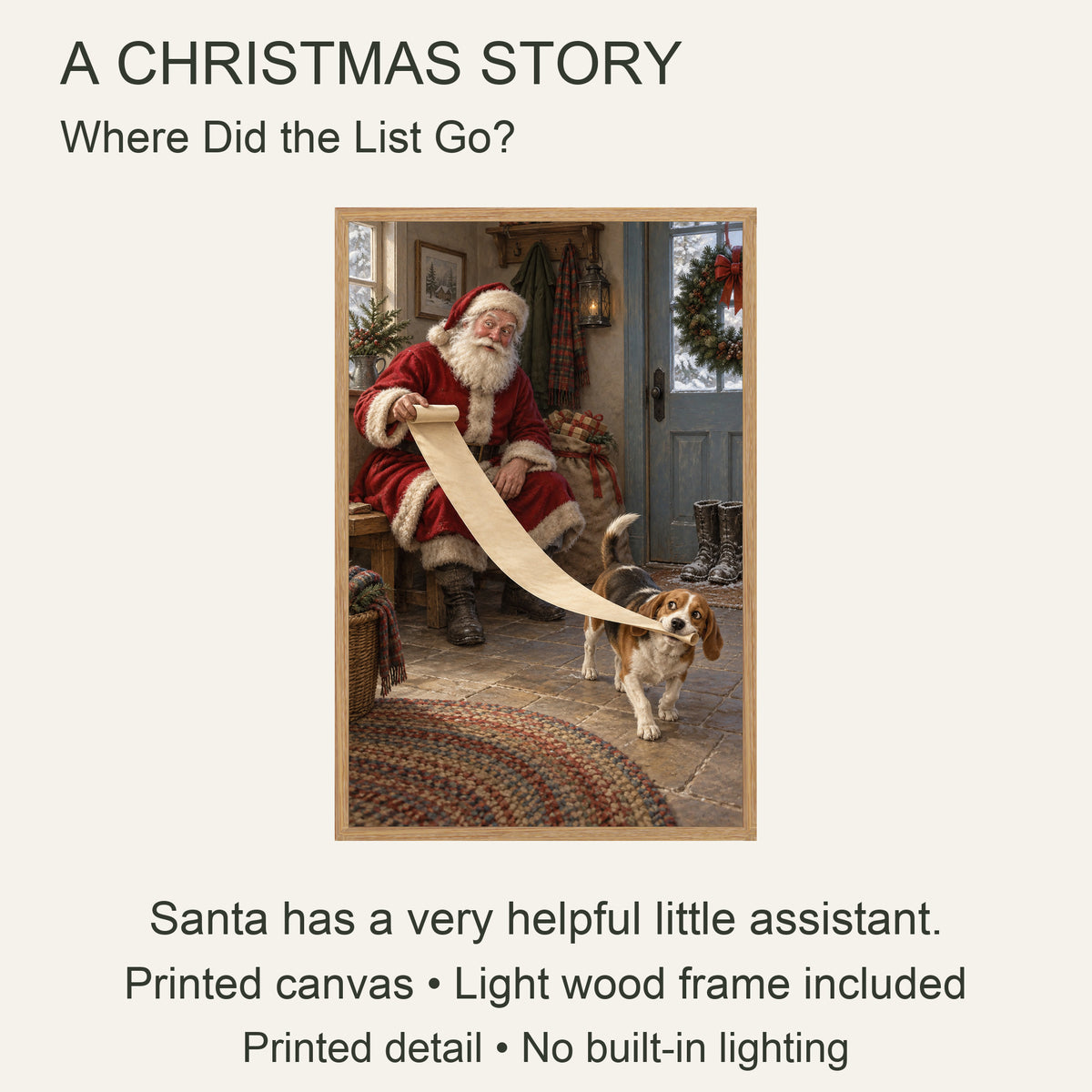 Where Did the List Go? — Light Wood Framed Christmas Canvas Wall Art — Original Christmas artwork and product configuration — Image 8