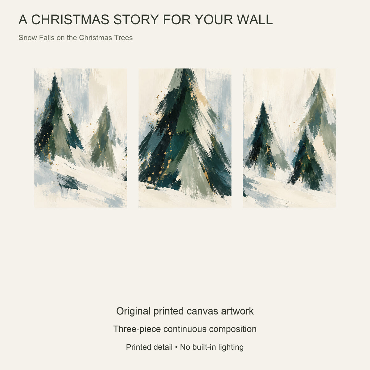 Snow Falls on the Christmas Trees — 3-Piece Christmas Canvas Wall Art Set — Complete artwork and product configuration — Image 9