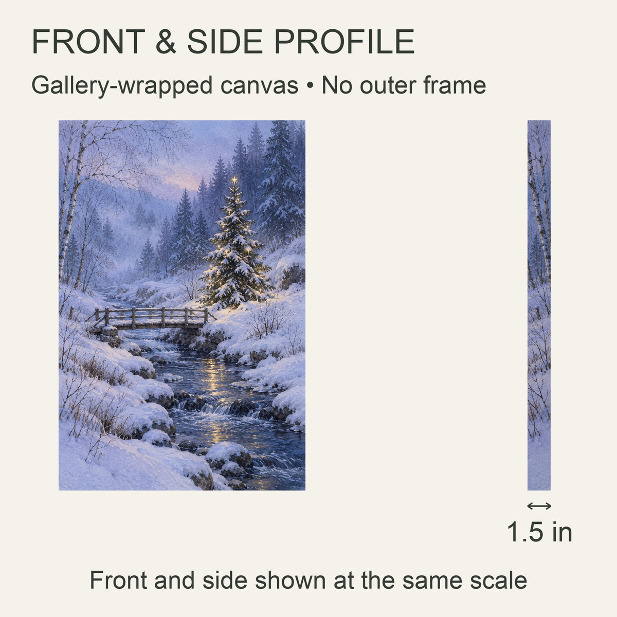Christmas Star Beside the Stream — Winter Canvas Wall Art — front and 1.5-inch side profile — Image 5