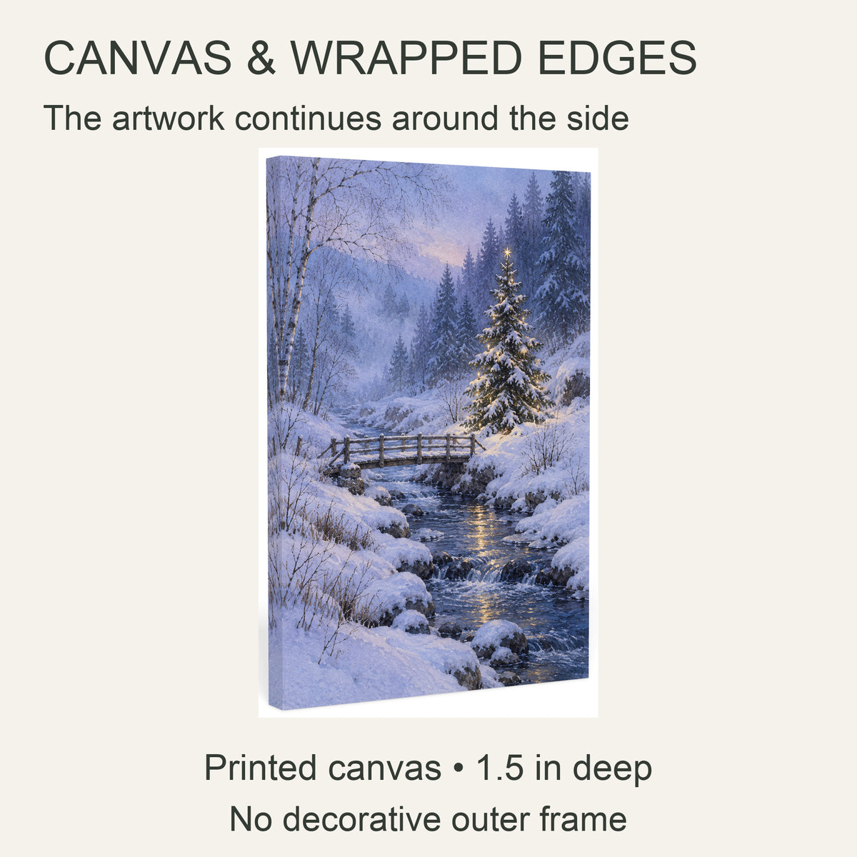 Christmas Star Beside the Stream — Winter Canvas Wall Art — canvas artwork and wrapped edges — Image 6