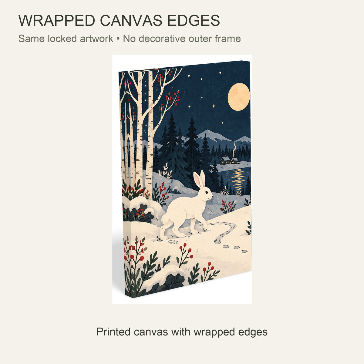 Christmas Hidden in the Forest — 3-Piece Christmas Canvas Wall Art Set — Canvas edge and wrap details — Image 6