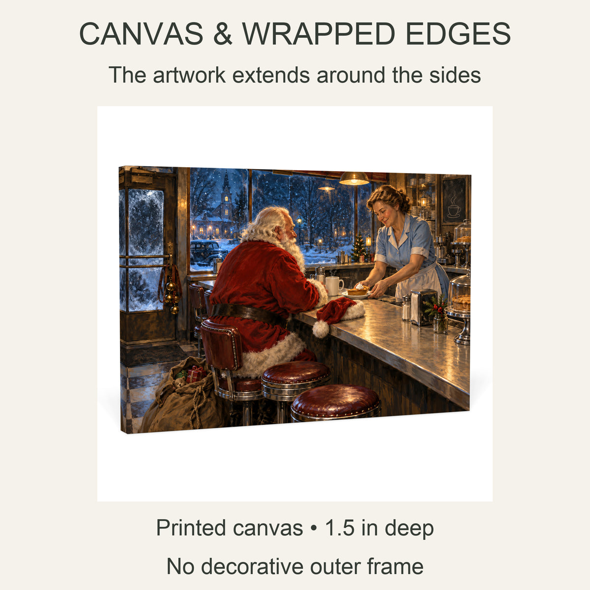 The Last Stop on Christmas Eve — Christmas Canvas Wall Art — 画布包边细节 — Image 6