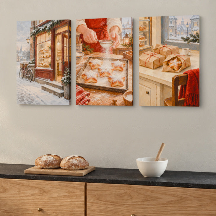 Christmas Bakery at Six — Christmas Canvas Wall Art Set of 3 — Shopify手机主图 — Image 1